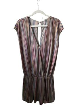 BCBGeneration Pastel Multistripe V-Neck Romper